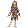 thumbnail image 6 of FORMRS Niños Bathrobe Unisex Hooded Robe Soft Plush Pajamas Sleepwear, Size 4-6T, Bright Colorful Flowers Pattern, 6 of 7