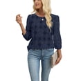 thumbnail image 4 of WIHOLL Blouses for Women Lace Tops Dressy 3/4 Length Sleeve Business Casual Outfits Vacation Spring Summer Clothes, 4 of 11