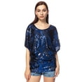 thumbnail image 1 of Casual Womens Loose Fit Sequin Dolman Sleeve Evening Blouse Tops, 1 of 6