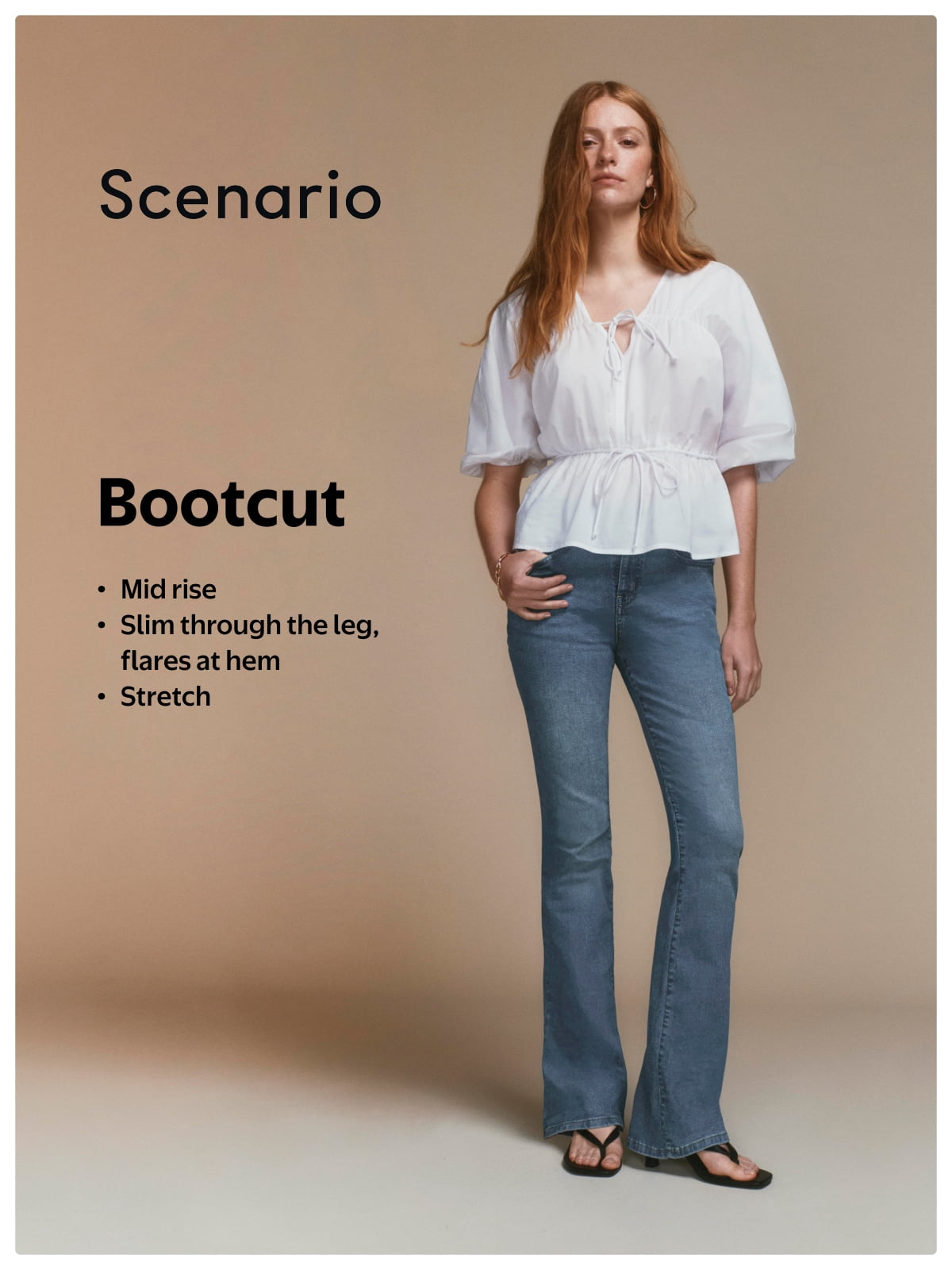 Scenario Women's Mid Rise Bootcut Jeans, Sizes 0-20, 0S-20S, 4L-14L