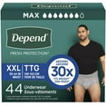 thumbnail image 1 of Depend Fresh Protection Incontinence Underwear for Men, Maximum, Xxl, Grey, 44Ct, 1 of 6