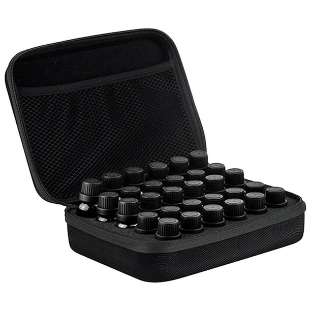 Estuche de almacenamiento para 30 frascos de aceites esenciales, organizador portátil para viajes (negro)