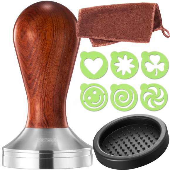 Practimondo Ensemble de Tasseur Espresso - Tasseur 51mm et Accessoires Espresso - Outils Premium Barista Espresso - Ensemble de Tasseur à Main