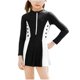 thumbnail image 1 of Traje de Baño de Entrenamiento de Moda para Niños, Material de Nylon Suave Spandex, Colores Negros Y Azules Oscuros, 1 of 9
