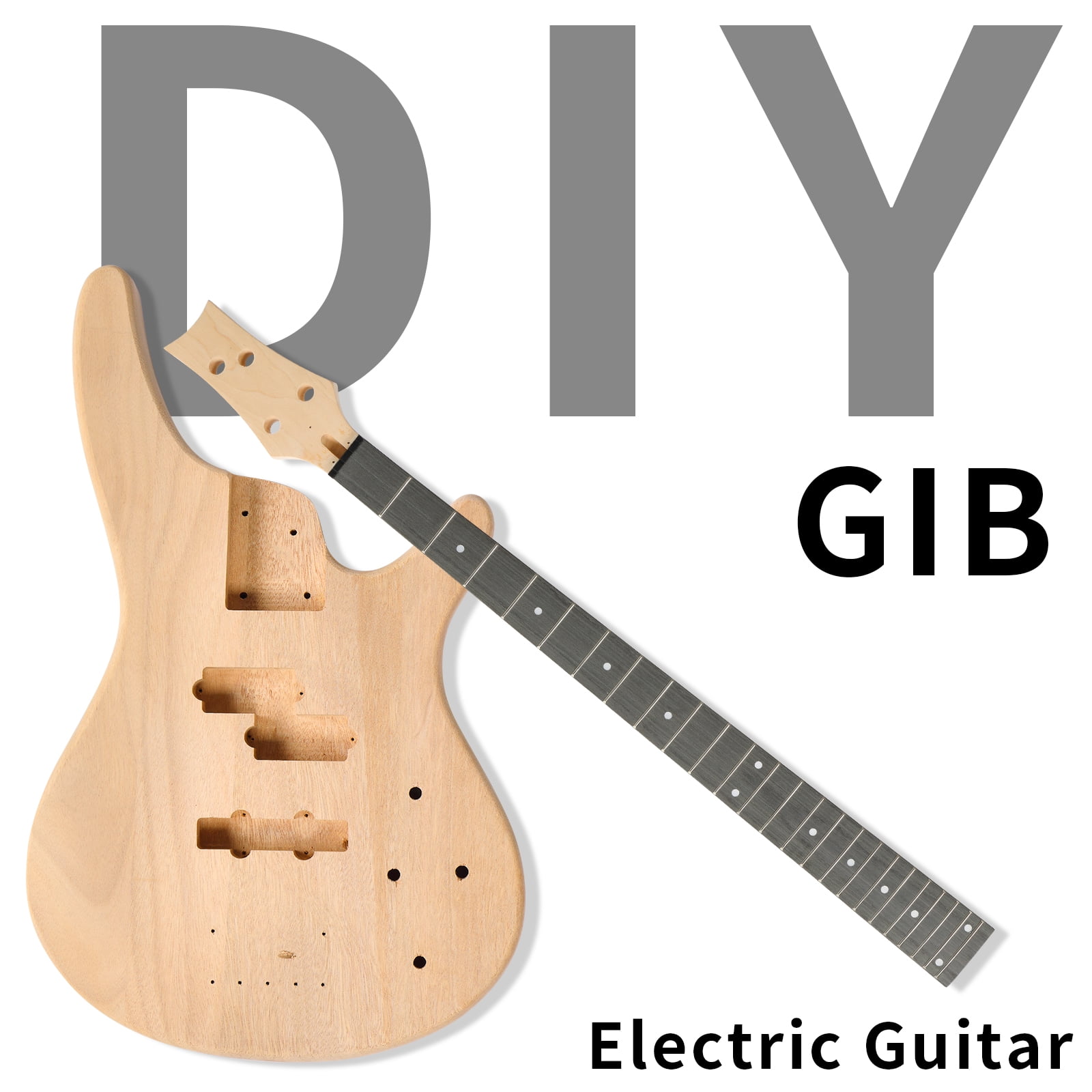 Ktaxon DIY Electric Bass Guitar Kits 44in 4 String with Mahogany Body, Maple Neck and Accessories-IB