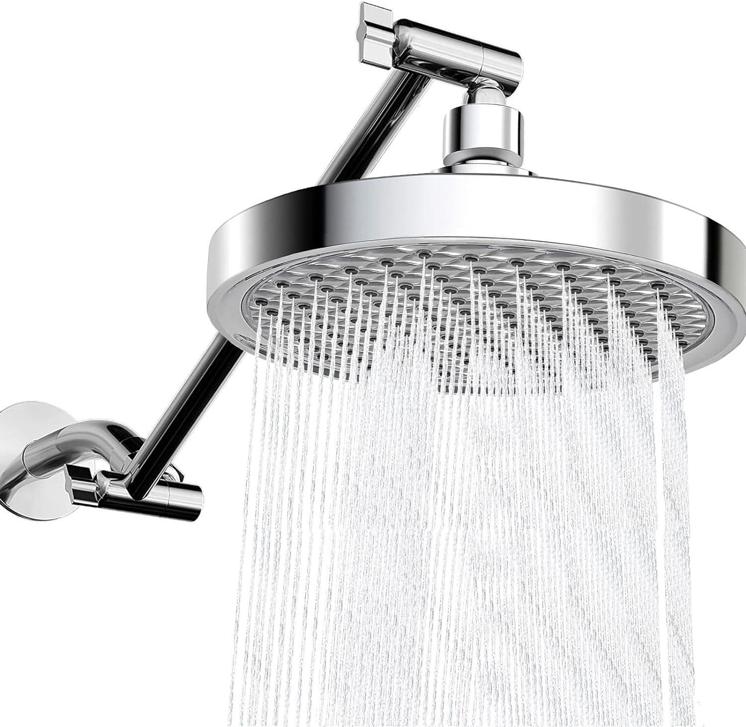 Chrome Rain Shower Head, High Pressure Rainfall Shower Head, Bathroom Showerhead with Anti-Clogging Silicone Nozzles, Easy Clean Adjustable Replacement for Your Bathroom Shower Heads