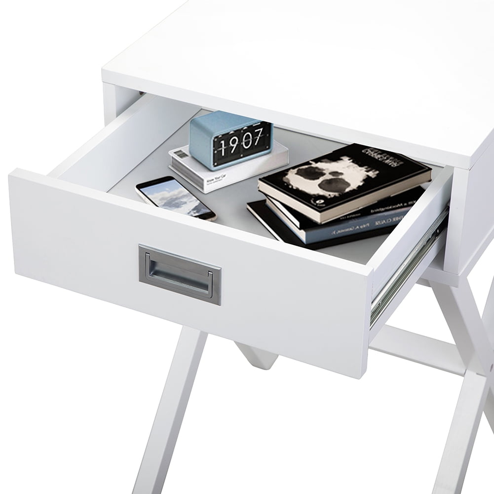 Kadyn Modern Nightstands,Side/End/Coffee/Accent Table Storage Shelf X-Design Versatile Night Stand for Living Room Bedroom Furniture, White-2PCS