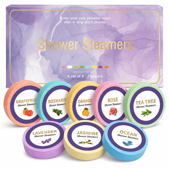 Shower Steamers Aromatherapy Gifts for Women - 8 Pack Shower Bombs with Natural Essential Oils, Self Care Relaxation Home Spa Holidays Birthday Gifts
