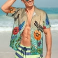 thumbnail image 7 of Kll Men'S Hawaiian Shirt Short Sleeve Button Down Beach Shirts-Colorful Plants And Insects, 7 of 7
