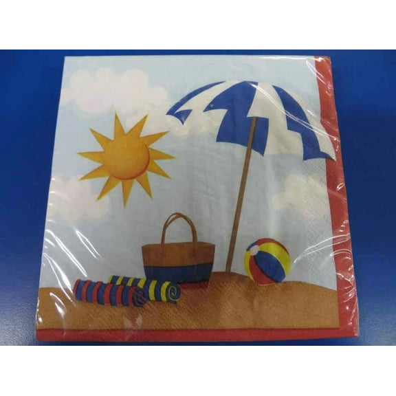 Beach Play Ball Sunshine Summer Luau Pool Theme Party Paper Luncheon Napkins