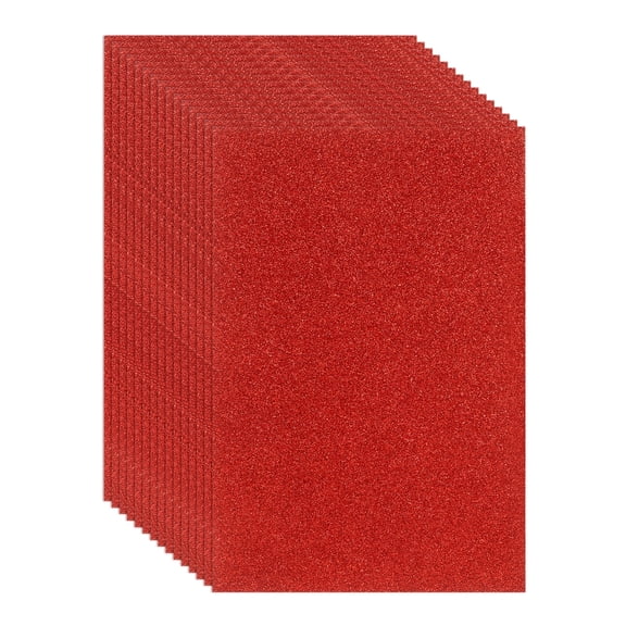 Uxcell 15 Pcs EVA Foam Sheet, 11.8 x 7.9 Inch 2mm Thick Glitter Foam Sheets Sparkle Foams Paper for Classroom Scrapbooking DIY Handcraft Art Craft Project, Red
