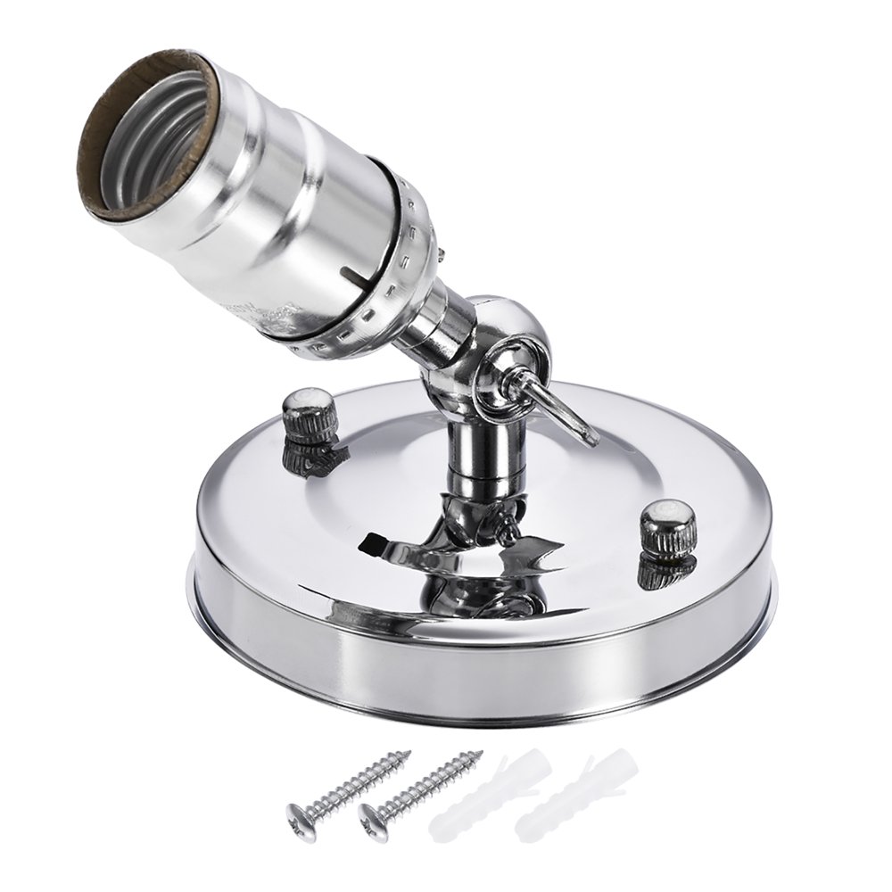 E26/E27 Bulb Holder Socket for Ceiling Lamp Light Wall Mounted Adjustable 105mmx20mm with Rotary