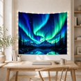 thumbnail image 5 of Aurora Borealis Over Snowy Mountains with Forest Reflection, Mystical Celestial for Nature Lovers, Mystical Landscape Wall Art Christmas Gift Tapestry Wall Hanging for Bedroom and Living Room, 5 of 7