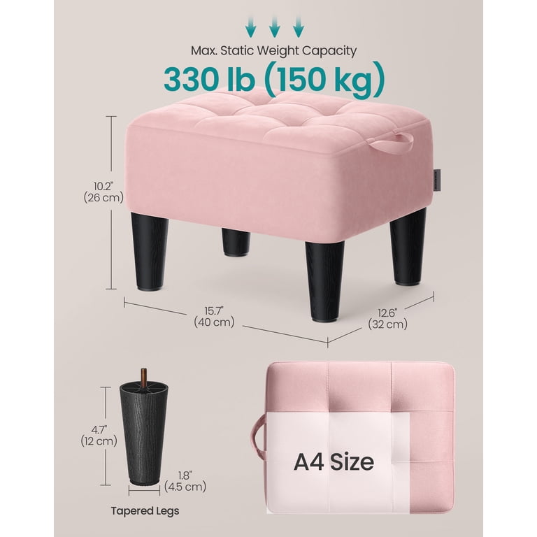 Songmics Small Velvet Ottoman, Jelly Pink photo 3