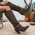 thumbnail image 5 of Willtoo Cowboy Knee High Boots Western Cowgirl Stacked Block Heel Pointed Toe Pull On Slouchy Tall Boots with Ankle Gold Metal Accent Vintage Dress Boots for Fall Winter, 5 of 5
