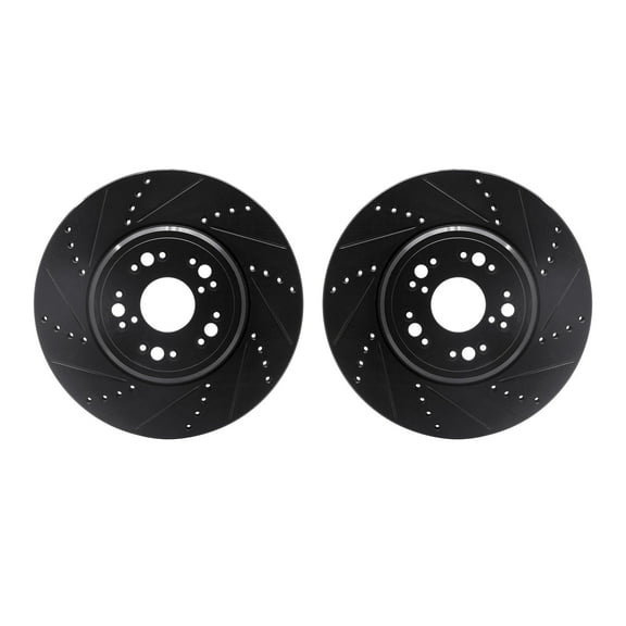 Dynamic Friction Company Front Brake Rotors-Drilled and Slotted-Black 8002-75013