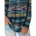 thumbnail image 4 of DYMADE Women Plus Size Gradient Stripe V-Neck Long Sleeve Top T-shirt, 4 of 4