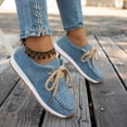 thumbnail image 3 of Modisza Womens Suede Loafers Lace up Slip on Comfortable Flat Shoes Business Casual Dressy Round Toe Walking Sneakers size 7.5 Blue, 3 of 7