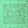 thumbnail image 1 of Ahgly Company Machine Washable Indoor Square Abstract Turquoise Blue Modern Area Rugs, 7' Square, 1 of 4
