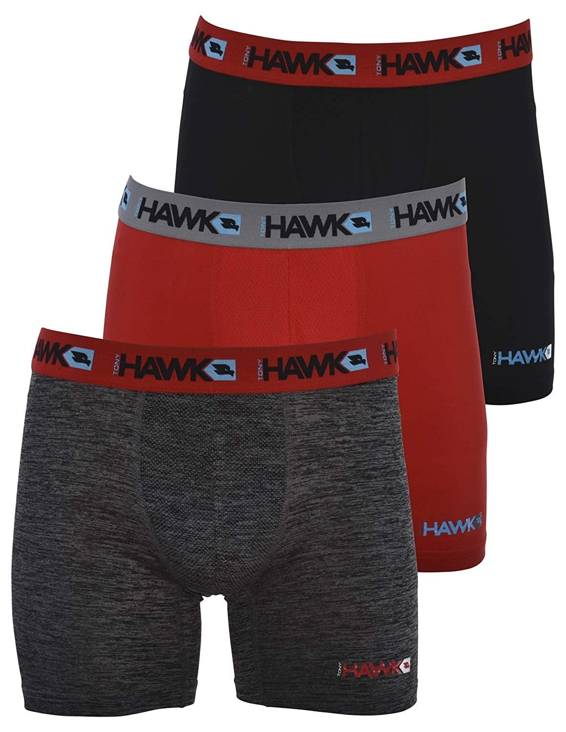 Tony Hawk Mens Performance Boxer Briefs 12-Pack Athletic Fit No Fly Breathable Tagless Underwear