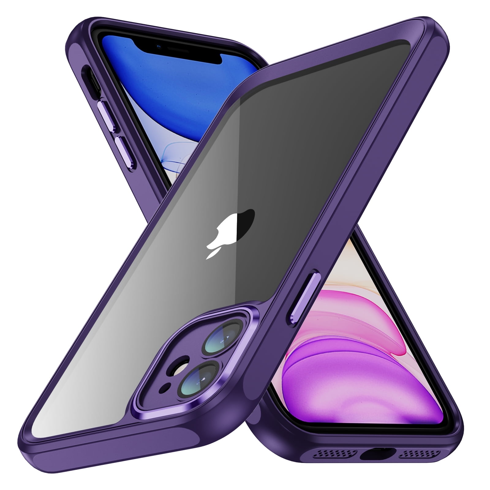 AIOVETEAB Compatible with iPhone 11 Case, [Full Camera Lens Protection] Thin Slim Shockproof Bumper Protective Case, Anti-Scratch Clear Back Cover, Purple