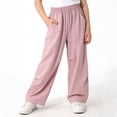 thumbnail image 2 of HAPIMO Girls Kids Ruched Wide Leg Pants Elastic Waist Soft Trousers for Casual Fashion Pink 4 Years, 2 of 9
