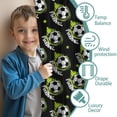 thumbnail image 3 of Blackout Kids Curtains,Black Soccer Balls with Green Elements Pattern Childrens Insulated Curtains Set Of 2,Bedroom Essentials,Toddler Room Decor 42"x63", 3 of 5