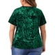 thumbnail image 3 of Agnes Orinda Camisetas de Talla Grande para Mujeres, Camiseta de Cuello Redondo de Manga Corta, Camiseta de Terciopelo 4X Verde Oscuro, 3 of 6