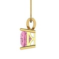 thumbnail image 3 of 2.5 ct Brilliant Princess Cut Solitaire VVS1 Genuine Pink Zircon Solid 14k Yellow Solid Gold Everyday Affordable Designer Necklace Pendant with 16" Solid Gold Chain by Clara Pucci, 3 of 7