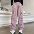 thumbnail image 2 of Landzoo Teen Girls Cargo Pants Relaxed Fit Wide Leg With Pockets Fall Casual Kid Girls Baggy Trousers, 2 of 9