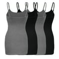 thumbnail image 2 of ShezPretty Womens & Juniors Basic Solid Long Length Adjustable Spaghetti Strap Camisole Tank Top (4PK - Small, Charcoal Grey/Black/Charcoal Grey/Black), 2 of 5