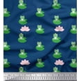 thumbnail image 1 of Soimoi Modal Satin Fabric Lotus & Frog Kids Print Fabric by The Yard 42 Inch Wide, 1 of 3