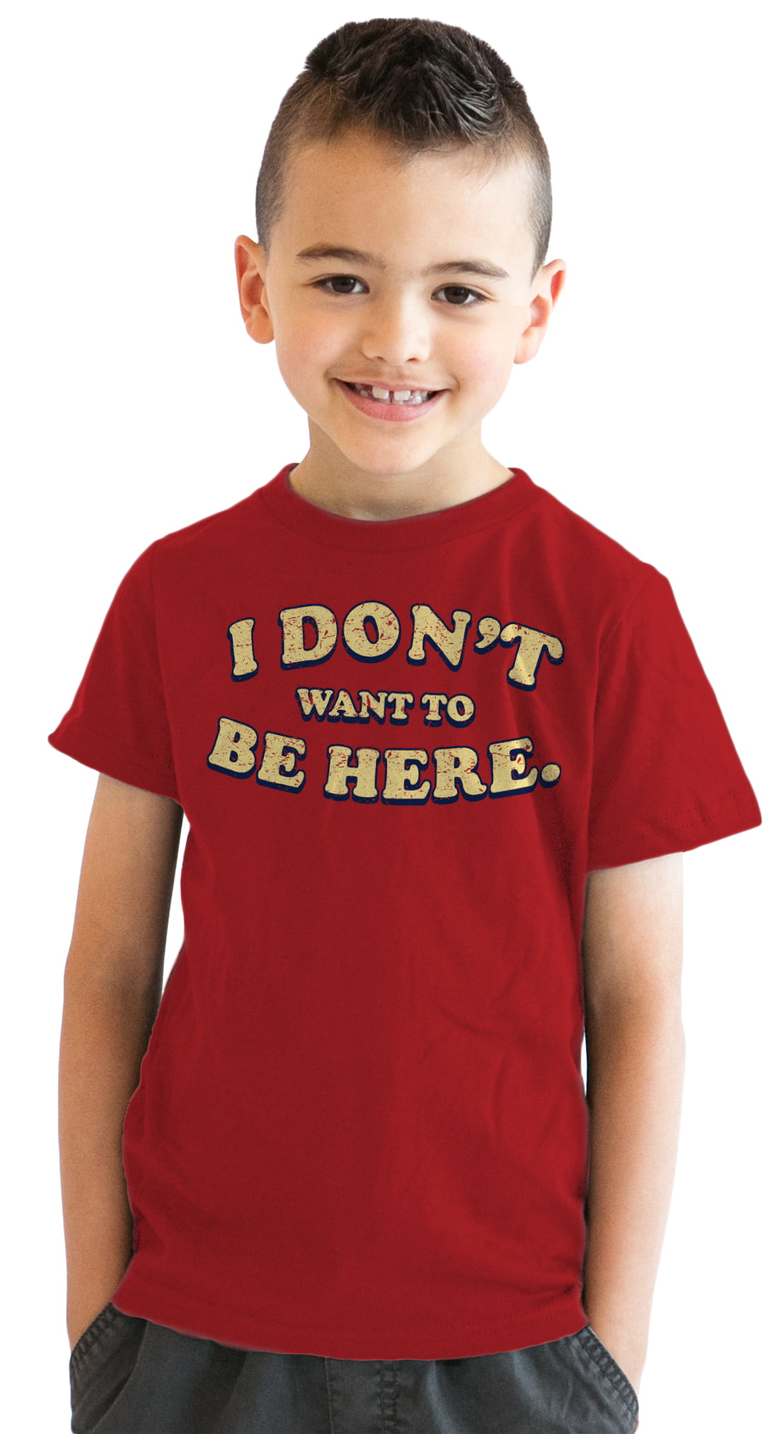 Crazy Dog TShirts   Youth I Don’t Want To Be Here Funny Mocking Im Bored T shirt (Red)   Red