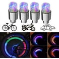 thumbnail image 2 of PENGXIANG 4x RGB LED Tire Tyre Air Valve Stem Cap Decor Flashing Light Car Bike Wheel Lamp for Car Bike Bicycle-Red, 2 of 4