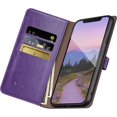 thumbnail image 4 of for iPhone 11 Pro Max 6.5" Phone case[RFID Blocking Leather],[3 Credit Card Slot] Flip Folio Book Shockproof Protector,Holder Stand Cases,Women Men for Apple 11 ProMax Wallet Cover,Purple, 4 of 11