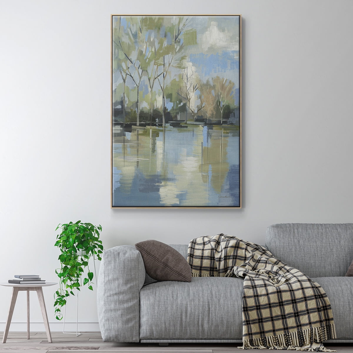Enchanted Forest II Framed Premium Gallery Wrapped Canvas - Ready to Hang - 27 x 41 - Natural Wood Floating Frame