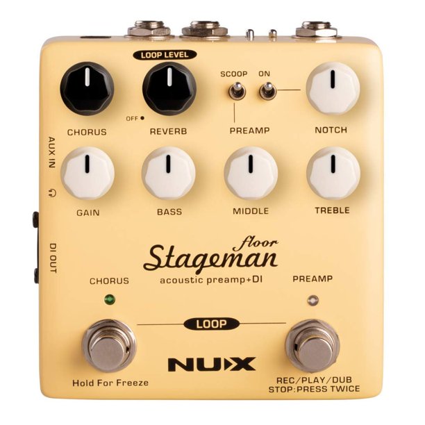 NUX Stageman Floor Acoustic Preamp/DI Pedal with Chorus, Reverb,Freeze