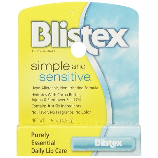 Crema hidratante para labios Blistex Simple and Sensitive, 4,4 ml (paquete de 5)