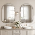 thumbnail image 3 of Cuteday 30x40 Inch Beveled Edge Frameless Bathroom Vanity Mirror, Wall Mount Mirror for Bathroom, Arched Decorative Mirror, 3 of 9