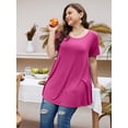 thumbnail image 4 of Womens Plus Size Short Sleeve Casual Summer Round Neck Shirts Tunics for Leggings, 4 of 6