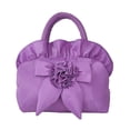 thumbnail image 1 of Flmtop Top-handle Bag Ruched Bow Portable Smooth Zipper Coin Bag for Party Gathering Wedding Banquet, 1 of 10