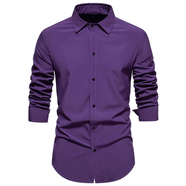 KIHOUT Chemises Homme Décontractées Mode Col Rabattu Bouton Chemise à Manches Longues Blouse PP/L2