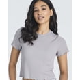 thumbnail image 5 of Real Essentials 4 Pack:Women's Lettuce Trim Ribbed Knit Short Sleeve Crop Tops Shirts Casual Summer Going Out T-Shirts, 5 of 6