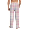 thumbnail image 4 of GrmtClth Mens Pajama Pants Lightweight Soft Plaid Sleep Pants Cotton Blend Pajama Bottoms with Pocket and Drawstring Pink L, 4 of 5