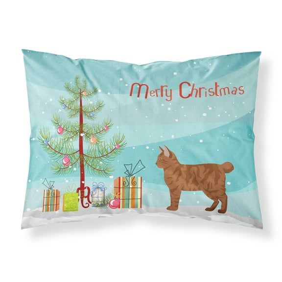 American Bobtail 2 Cat Merry Christmas Fabric Standard Pillowcase