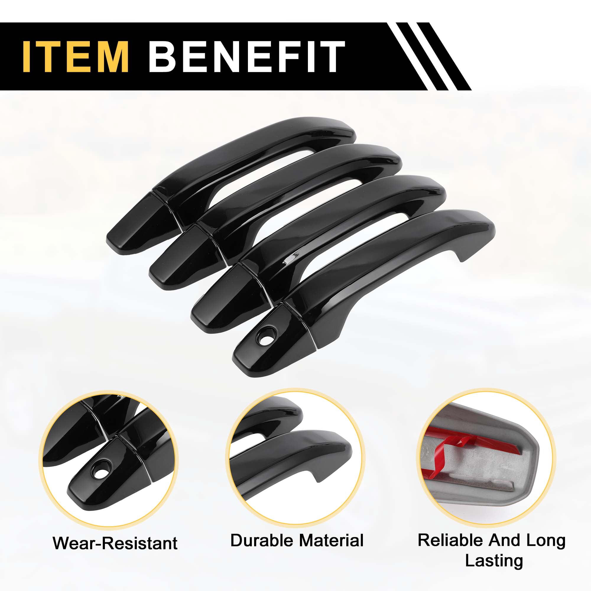 Unique Bargains Handle Cover for Chevrolet Silverado 1500 2014-2024 without Keypad Black