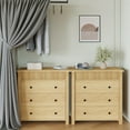 thumbnail image 3 of 3 Drawer Dresser, Modern Fluted Nightstand, Wooden Chest of Drawers, Storage End Table Organizer for Bedroom, Living Room, Hallway, Natural Oak, 3 of 9