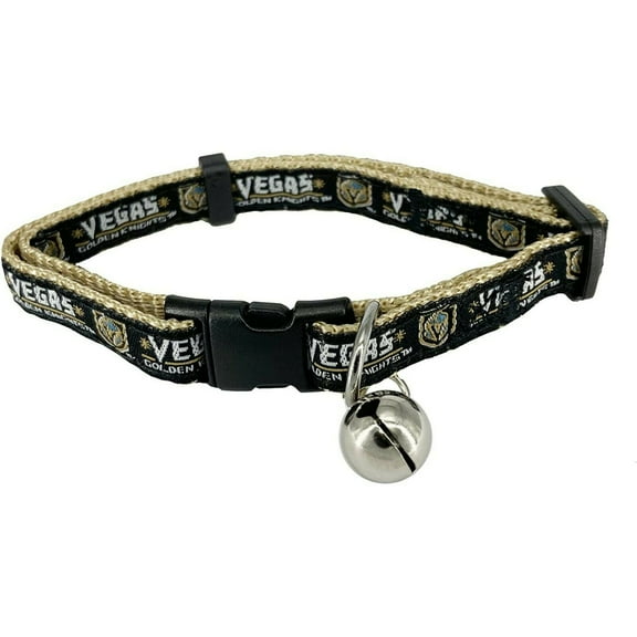Pets First Plastic & Nylon Las Vegas Knights NHL Fashion Break-Away Cat Collar, Black, S