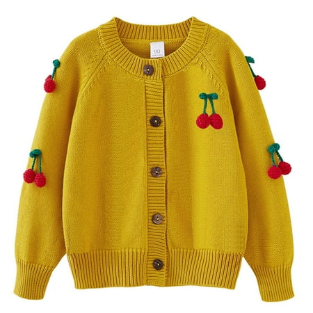 

Girls Hoodie Heavy Industry Hand Crocheted Girls Knitted Cardigan Cotton Round Neck Children s Sweater Jacket New Fall Jackets Winter Outerwear Yellow 6T