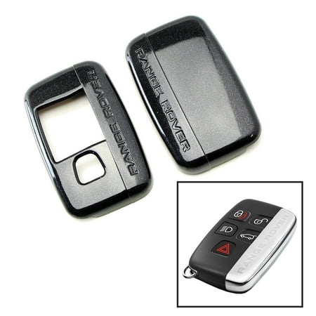 iJDMTOY (1) Exact Fit Glossy Metallic Black Smart Key Fob Shell Cover For 2010-2016 Land Rover 5-Button Key Fit Ranger Rover Sport, Range Rover, LR4, Evoque, etc
